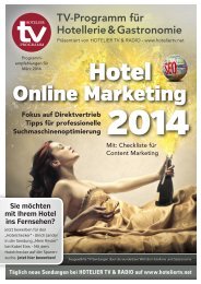 HOTEL TV PROGRAMM März 2014: Ratgeber für Hotelmarketing - Fokus auf Direktvertrieb