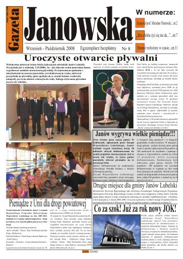 Gazeta pa dziernik 2008 - UM JanÃ³w Lubelski