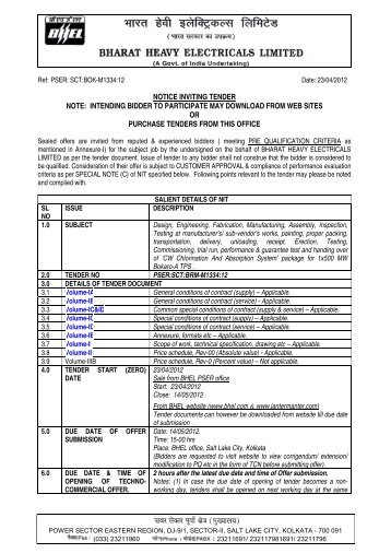 tender no : pser:sct:bok-m1334:12 dated : 23/04 ... - JantERmantER