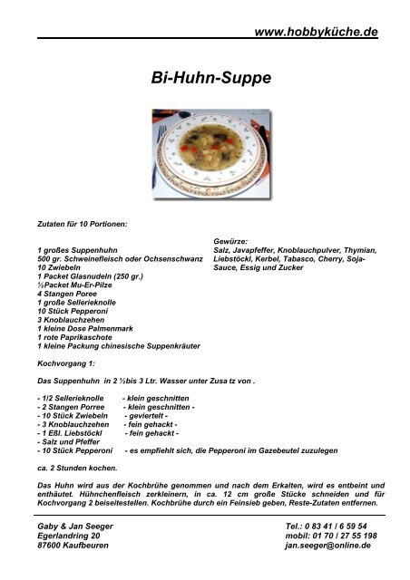 Bi-Huhn-Suppe - Janundgaby.de