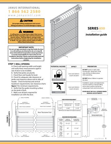 SERIES 650 installation guide - Janus International