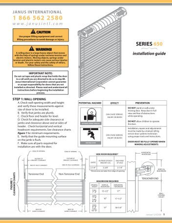 SERIES 650 installation guide - Janus International