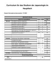 Curriculum fÃ¼r das Studium der Japanologie im Hauptfach