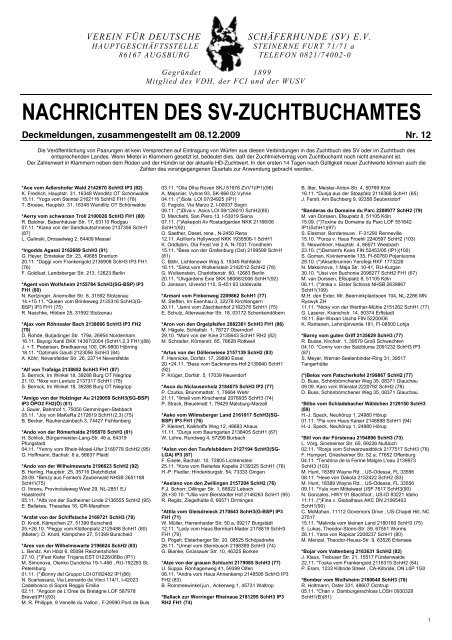 NACHRICHTEN DES SV-ZUCHTBUCHAMTES - Elpastoraleman.eu