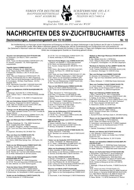 NACHRICHTEN DES SV-ZUCHTBUCHAMTES - Elpastoraleman.eu