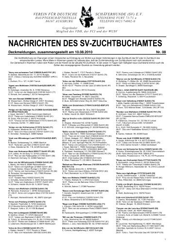 NACHRICHTEN DES SV-ZUCHTBUCHAMTES - Elpastoraleman.eu