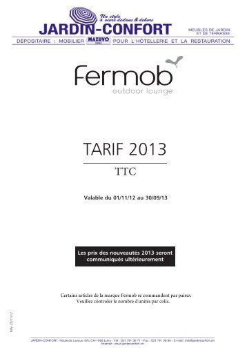 Liste de prix - Jardin-Confort