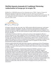 MolMed deposita domanda di Conditional Marketing Authorisation in Europa per la terapia TK