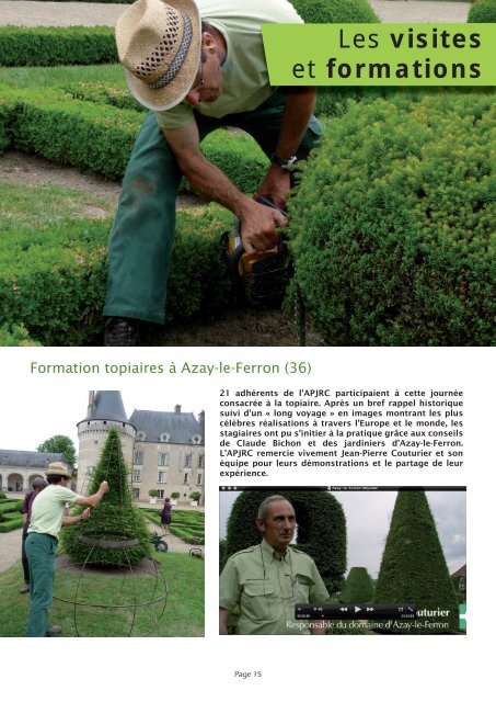 Formation "topiaires" et journÃ©e visite dans le Loiret