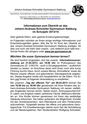 Informationen zum Ãbertritt 2013/14 - Johann-Andreas-Schmeller ...