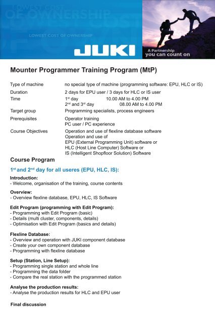 Mounter Programmer Training Program (MtP)