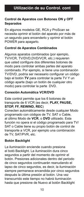 Control Remoto Universal Manual de Instrucciones ... - Jasco Products