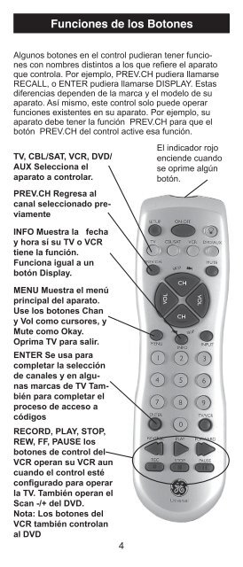 Control Remoto Universal Manual de Instrucciones ... - Jasco Products