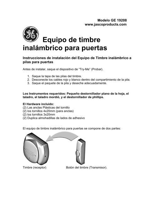 Equipo de timbre inalÃ¡mbrico para puertas