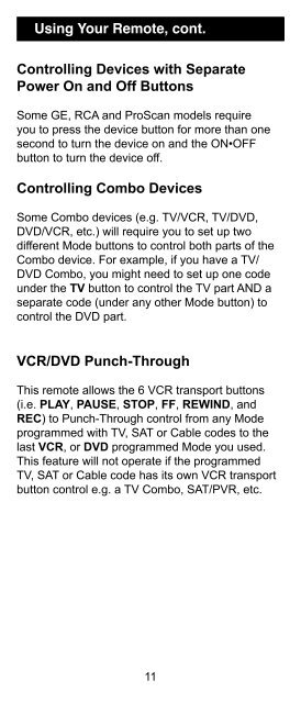 Universal Remote Instruction Manual - Jasco Products