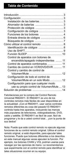 Universal Remote Instruction Manual - Jasco Products