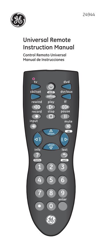 Universal Remote Instruction Manual - Jasco Products