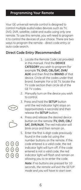 Universal Remote Instruction Manual - Jasco Products