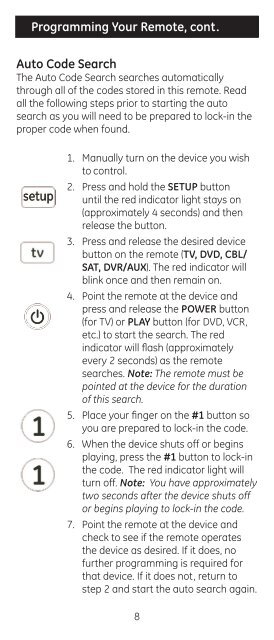 Universal Remote Instruction Manual - Jasco Products