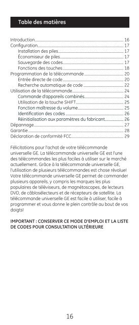 Universal Remote Instruction Manual ... - Jasco Products