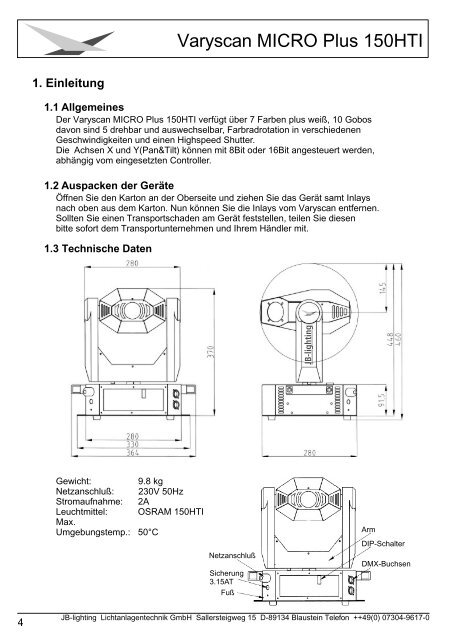 Deutsch English - JB-lighting Lichtanlagentechnik GmbH