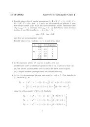 PHYS 20602 Answers for Examples Class 2