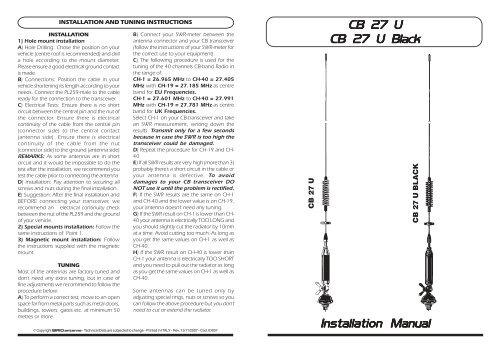 Installation Manual CB 27 U CB 27 U Black - Sirio