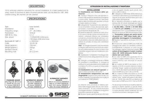 Installation Manual CB 27 U CB 27 U Black - Sirio