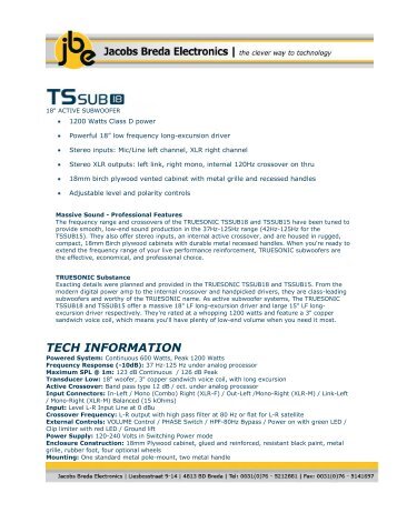 tech information - Jacobs Breda Electronics