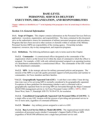 base-level personnel services delivery execution, organization