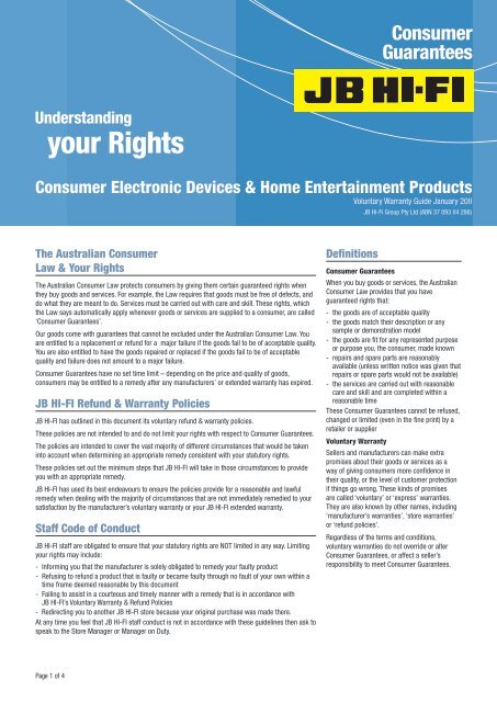 Your Rights Jb Hi Fi