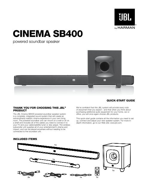 Termisk Final omfatte Cinema sb400 - jb - JBL.com
