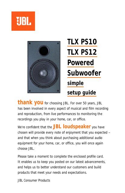 TLX PS10 TLX PS12 Powered Subwoofer - JBL