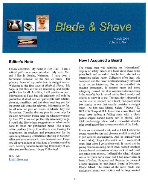 BLADE and SHAVE March 2014 by Bob Hall
