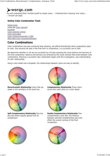 Color Combinations, Monochromatic, Complementary, Analogous ...
