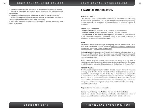 FINANCIAL INFORMATION - Jones County Junior College