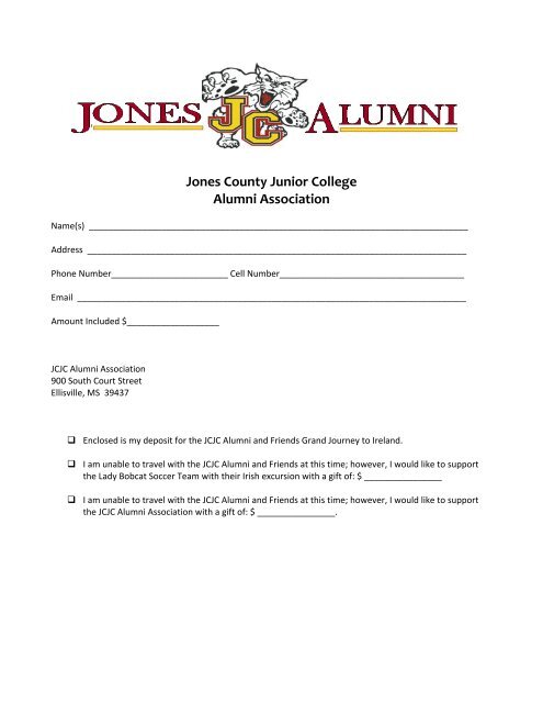 Alumni Trip Letter - Jones County Junior College