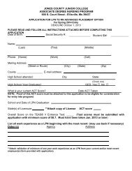 ADV Placement Application - Jones County Junior College