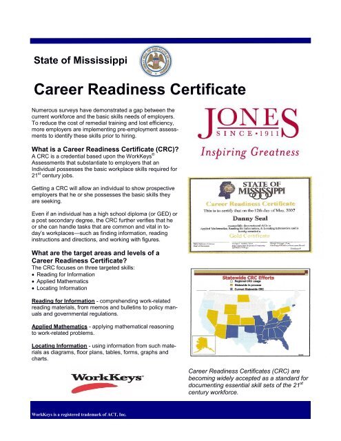 Career Readiness Certificate - Jones County Junior College