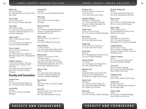 Faculty and Counselors - Jones County Junior College