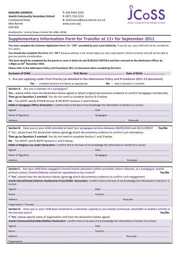 download SIF form here - Jewish Community Secondary School