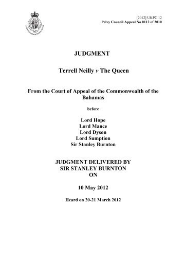 Terrell Neilly v The Queen - Judicial Committee of the Privy Council