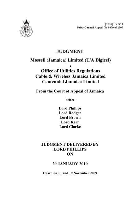 Mossell (Jamaica) Limited (T/A Digicel) - Judicial Committee of the ...