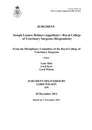 Joseph Lennox Holmes v Royal College of Veterinary Surgeons