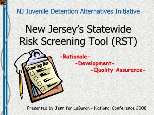 New Jersey's Statewide Risk Screening Tool - JDAI Helpdesk