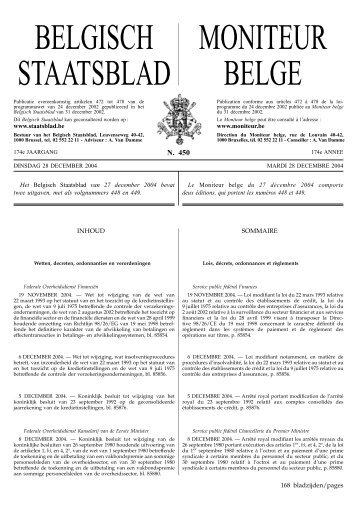 BELGISCH STAATSBLAD MONITEUR BELGE