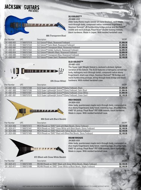 2009 Price List - Jackson® Guitars