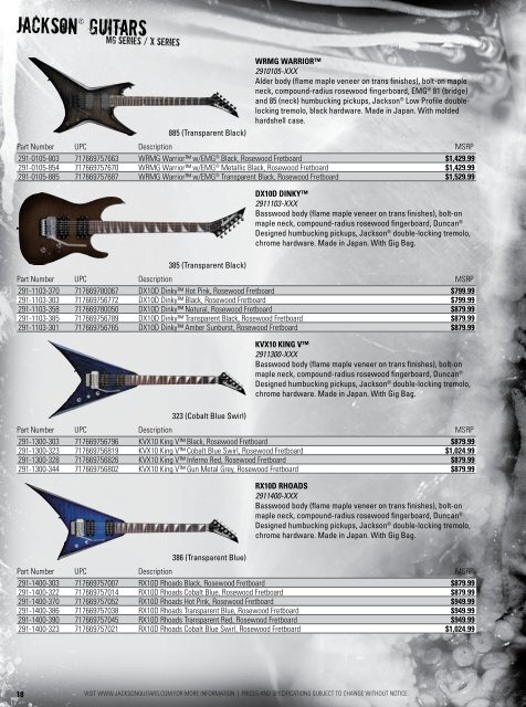 2009 Price List - Jackson® Guitars