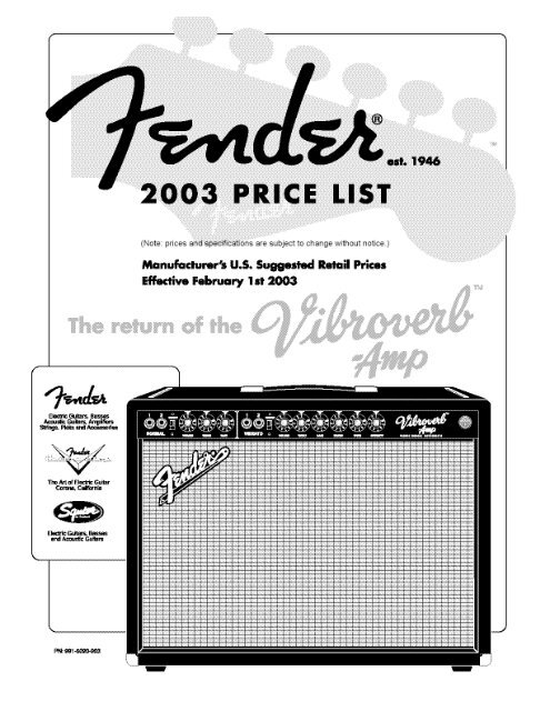 2003 Fender amp pricelist - Jedistar