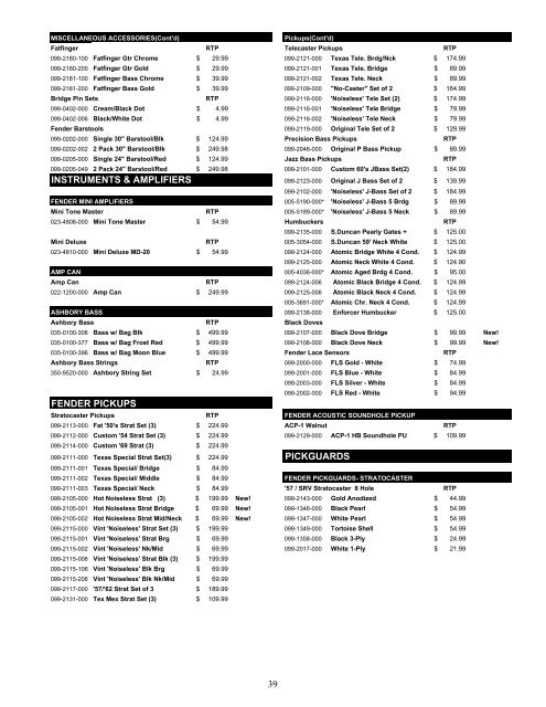 2003 Fender amp pricelist - Jedistar